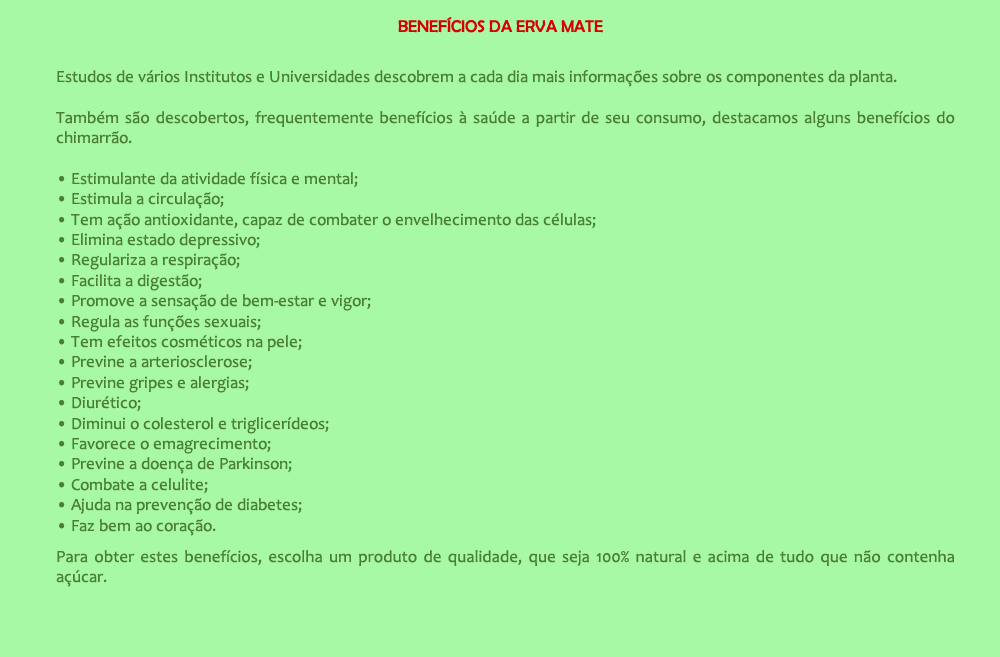 Benefícios da Erva Mate